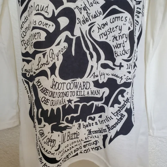 Skull Shirt Streetwear Grunge Punk Rock Artsy Quotes Unique Cream Women (XS-S) - Picture 3 of 16